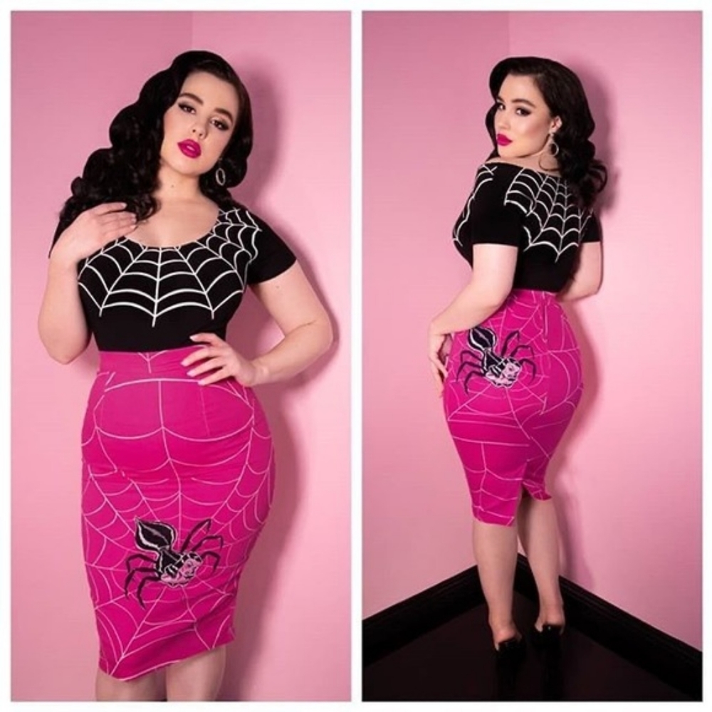 NWT Vixen by Micheline Pitt Pinky Spider Pencil Skirt